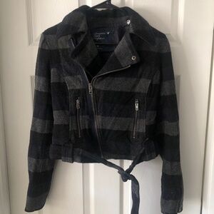 American Eagle Wool Plaid Moto jacket Medium